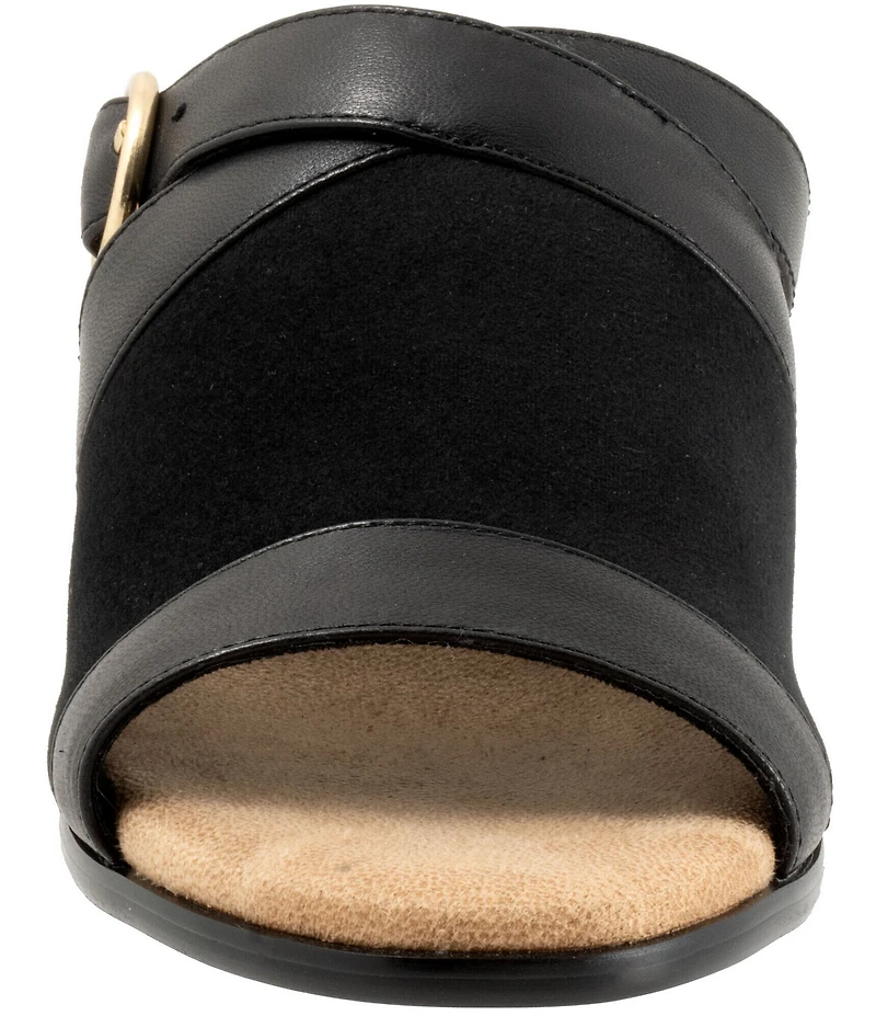 Trotters Mitzie Leather Buckled Slide Sandals