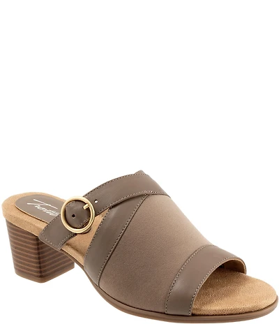 Trotters Mitzie Leather Buckled Slide Sandals