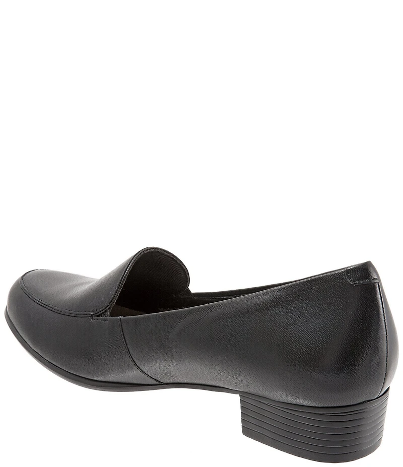 Trotters Monarch Leather Slip-On Block Heel Loafers