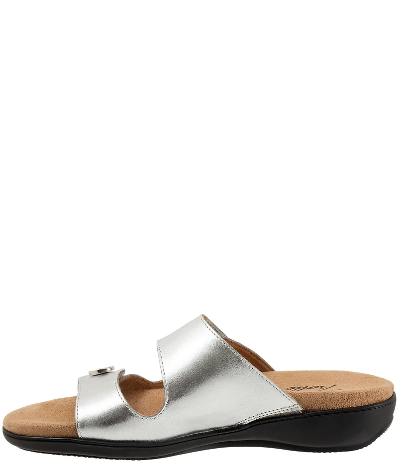 Trotters Ruthie Metallic Leather Slide Sandals