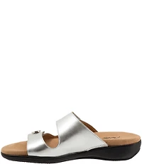 Trotters Ruthie Metallic Leather Slide Sandals