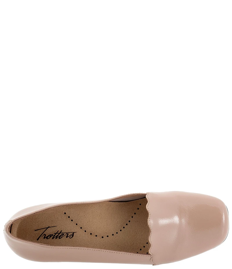 Trotters Sage Patent Scalloped Detail Slip On Loafers