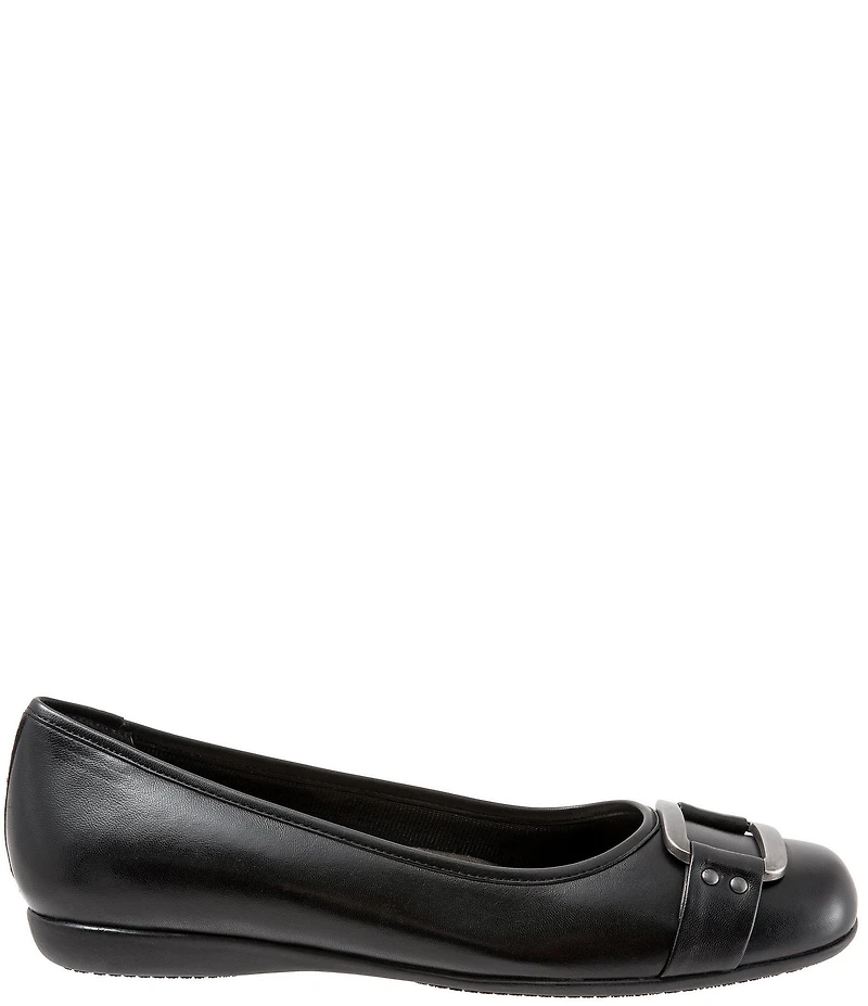 Trotters Sizzle Leather Metal Buckle Hardware Ballet Flats