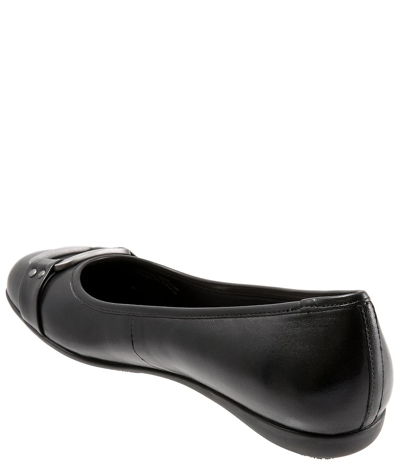 Trotters Sizzle Leather Metal Buckle Hardware Ballet Flats