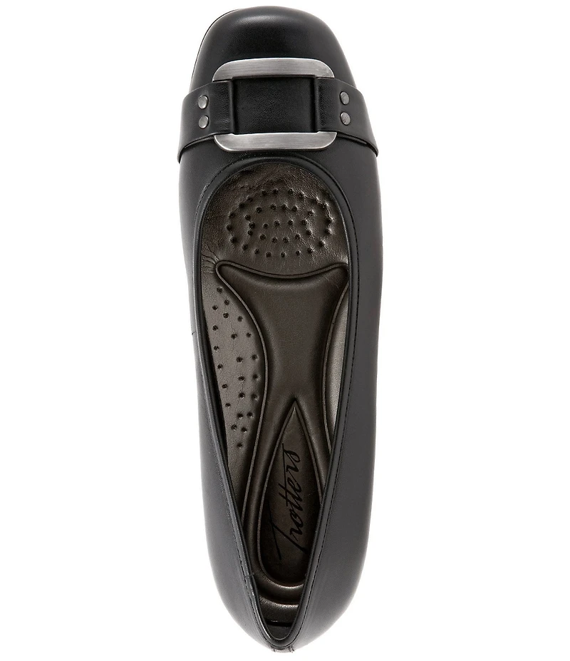 Trotters Sizzle Leather Metal Buckle Hardware Ballet Flats