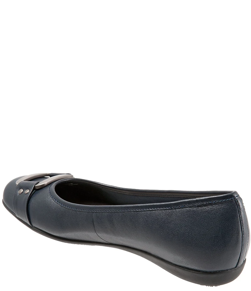 Trotters Sizzle Leather Metal Buckle Hardware Ballet Flats