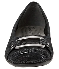 Trotters Sizzle Patent Suede Lizard Printed Leather Buckle Ornament Ballet Flats