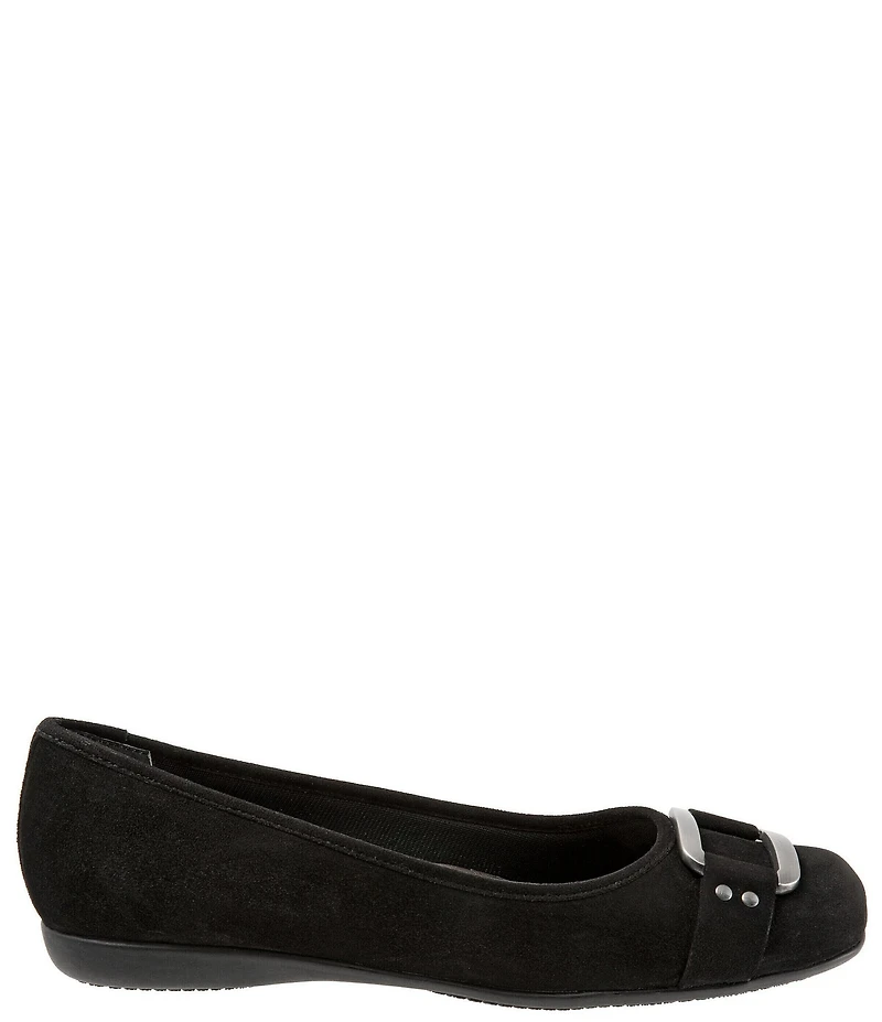 Trotters Sizzle Signature Suede Buckle Hardware Ballet Flats