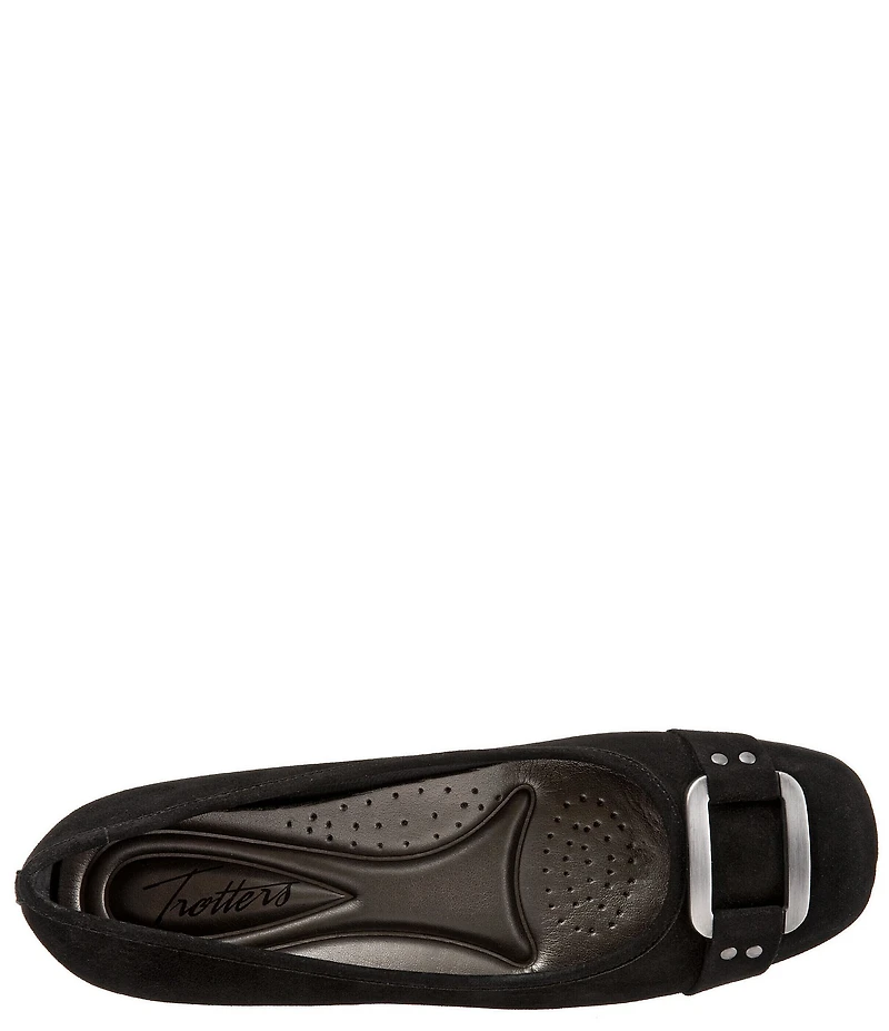 Trotters Sizzle Signature Suede Buckle Hardware Ballet Flats