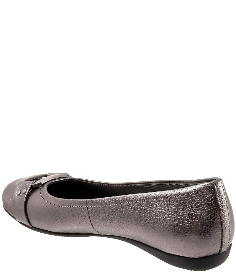 Trotters Sizzle Signature Leather Buckle Ornament Ballet Flats