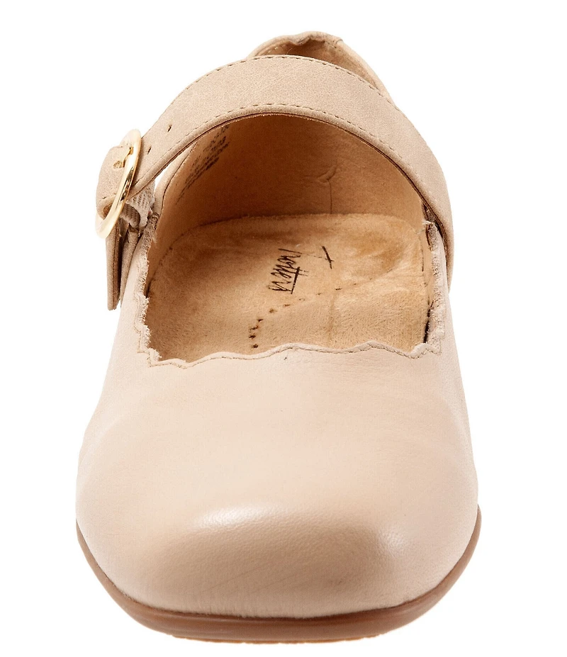 Trotters Sugar Scalloped Leather Mary Jane Flats