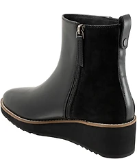 Trotters Wynona Leather and Suede Platform Wedge Booties