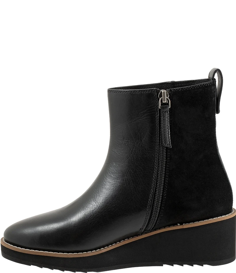 Trotters Wynona Leather and Suede Platform Wedge Booties