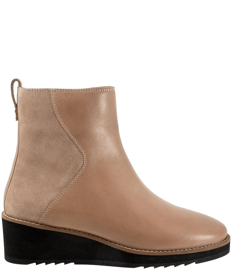 Trotters Wynona Leather and Suede Platform Wedge Booties