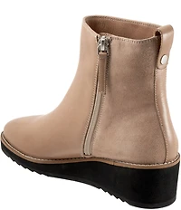 Trotters Wynona Leather and Suede Platform Wedge Booties