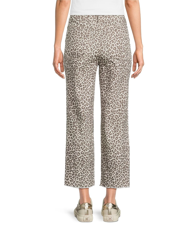 Tru Luxe Jeans Canvas Leopard Print Wide Leg Crop Jeans