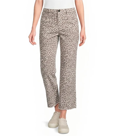 Tru Luxe Jeans Canvas Leopard Print Wide Leg Crop Jeans