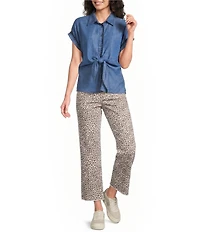 Tru Luxe Jeans Canvas Leopard Print Wide Leg Crop Jeans