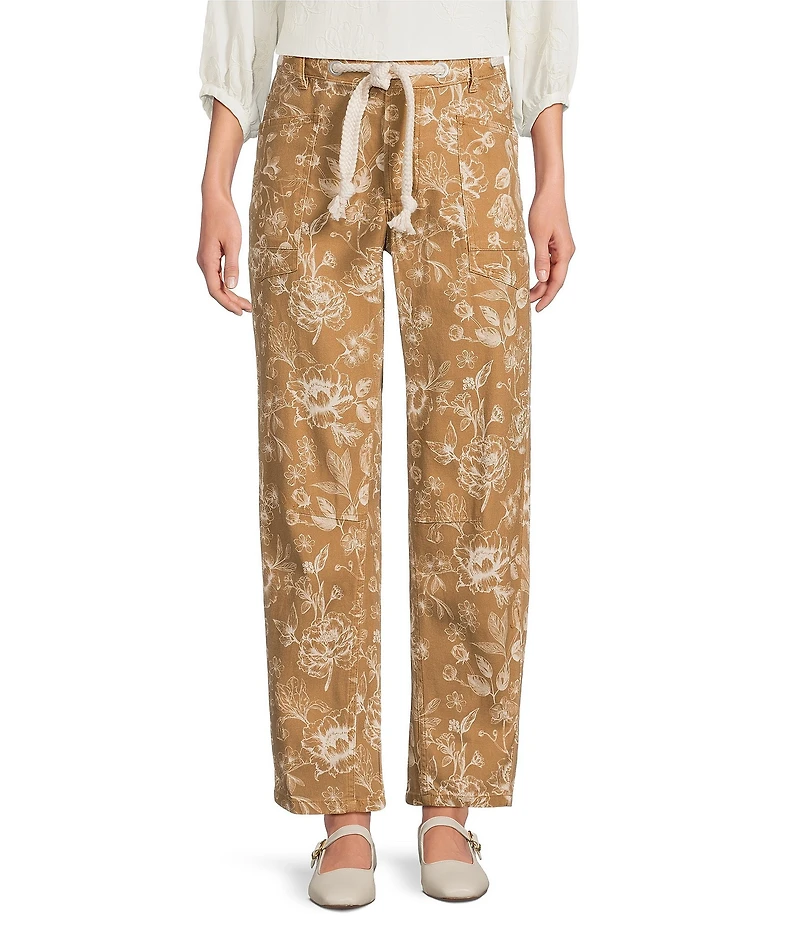 Tru Luxe Jeans Canvas Print Barrel Leg Jeans