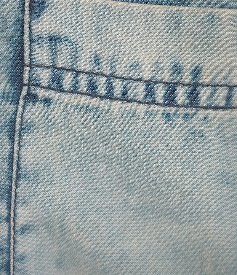 Tru Luxe Jeans Chambray Split V-Neck Short Sleeve Henley Top