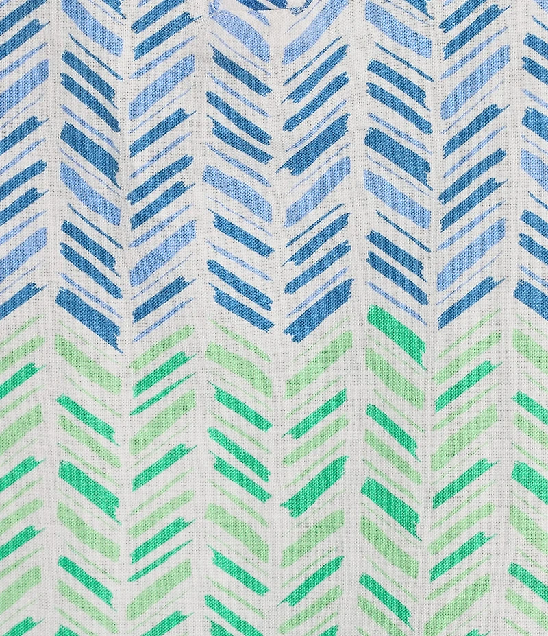 Tru Luxe Jeans Chevron Linen Blend 3/4 Sleeve Popover