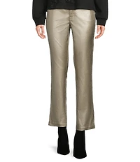 Tru Luxe Jeans Coated Metallic Twill Straight Leg Ankle Pants