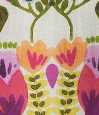 Tru Luxe Jeans Crinkle Folklore Floral Bateau Neck 3/4 Sleeve High-Low Top