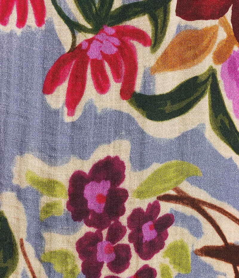 Tru Luxe Jeans Crinkle Fresh Floral Bateau Neck Short Shirred Sleeve Top