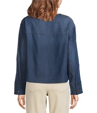 Tru Luxe Jeans Denim Boatneck Long Sleeve Pullover