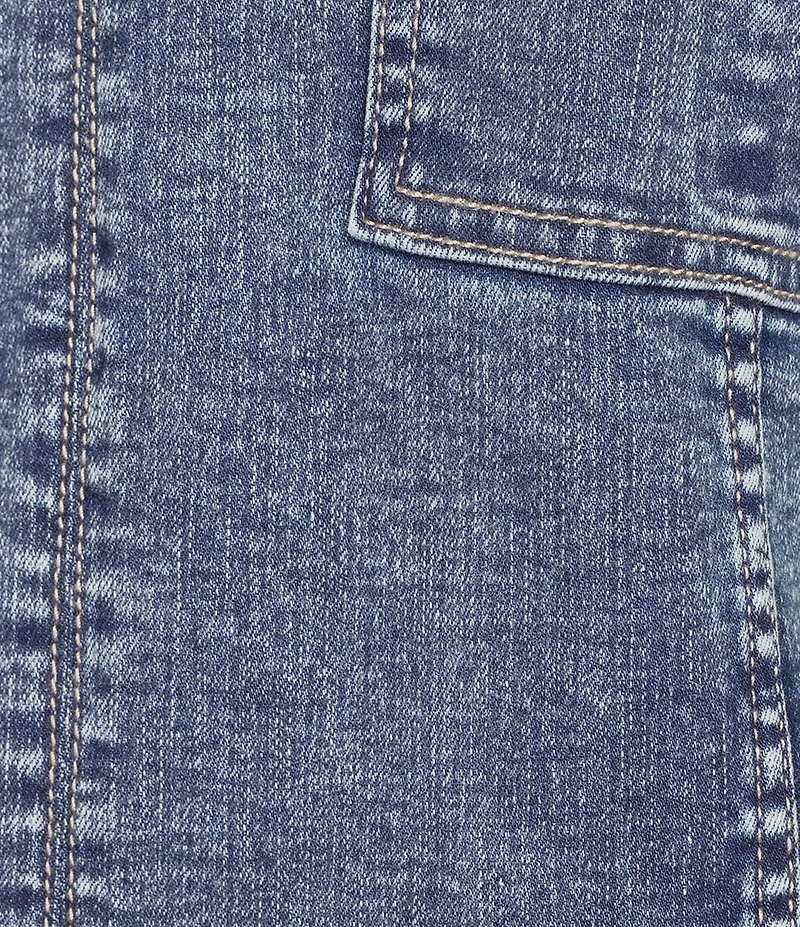 Tru Luxe Jeans Denim Collared Split Neck Short Sleeve Shirt