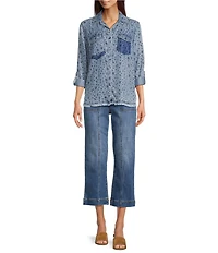 Tru Luxe Jeans Denim Front Seam Wide Leg Crop Jeans