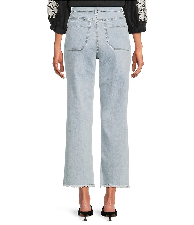 Tru Luxe Jeans Denim Patch Pocket Wide Leg Crop Jeans