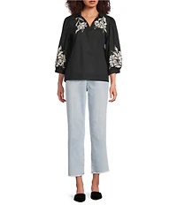 Tru Luxe Jeans Denim Patch Pocket Wide Leg Crop Jeans