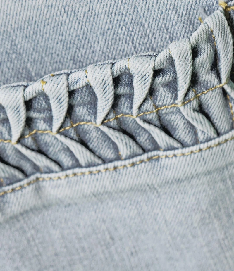 Tru Luxe Jeans Denim Patch Pocket Wide Leg Crop Jeans