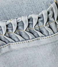 Tru Luxe Jeans Denim Patch Pocket Wide Leg Crop Jeans