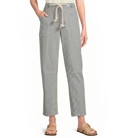 Tru Luxe Jeans Denim Stripe Barrel Crop Pants