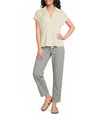 Tru Luxe Jeans Denim Stripe Barrel Crop Pants