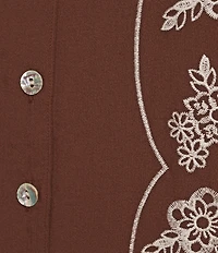 Tru Luxe Jeans Embroidered 3/4 Dolman Sleeve Button Front Shirt