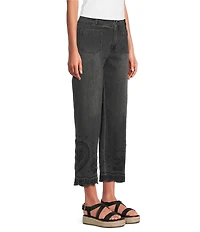 Tru Luxe Jeans Embroidered Scallop Hem Wide Leg Crop Jeans