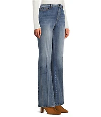 Tru Luxe Jeans Floral Embroidered Pintucked Bootcut Jeans