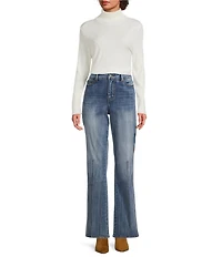 Tru Luxe Jeans Floral Embroidered Pintucked Bootcut Jeans