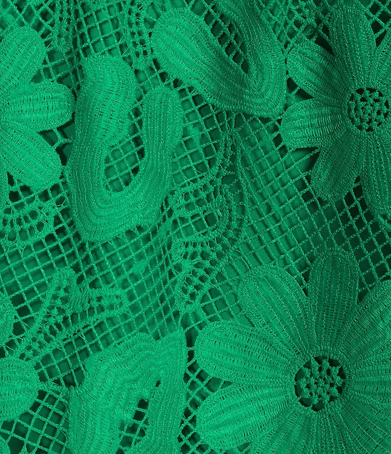 Tru Luxe Jeans Floral Lace Square Neck Short Sleeve Top