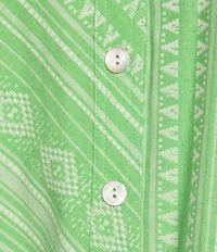 Tru Luxe Jeans Jacquard Tonal Floral Striped Point Collar 3/4 Puff Sleeve Button Front Shirt