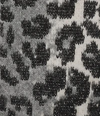 Tru Luxe Jeans Leopard Jacquard Point Collar Long Sleeve Button Front Cardigan