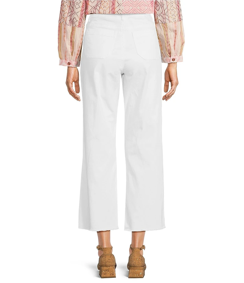 Tru Luxe Jeans Stretch Twill Wide Leg Fringe Hem Jeans