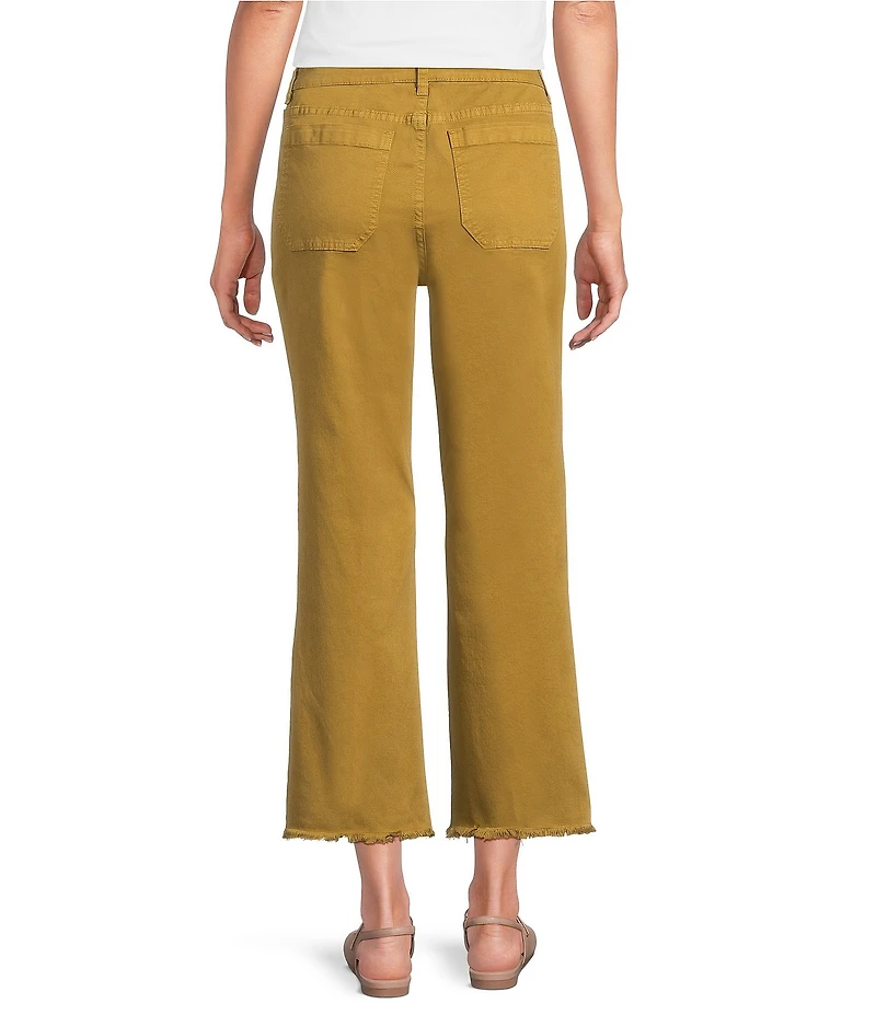Tru Luxe Jeans Stretch Twill Wide Leg Fringe Hem Jeans