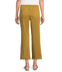 Tru Luxe Jeans Stretch Twill Wide Leg Fringe Hem Jeans