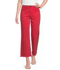 Tru Luxe Jeans Stretch Twill Wide Leg Fringe Hem Jeans