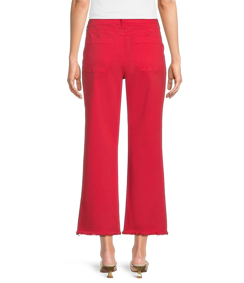 Tru Luxe Jeans Stretch Twill Wide Leg Fringe Hem Jeans