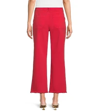 Tru Luxe Jeans Stretch Twill Wide Leg Fringe Hem Jeans